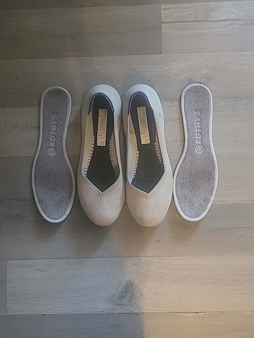 Rothy's The Flat Women's Slip-on Ballet Knit Shoes Size 9 Light Grey - Picture 3 of 5